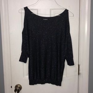 Express cold shoulder multi color sparkly sweater